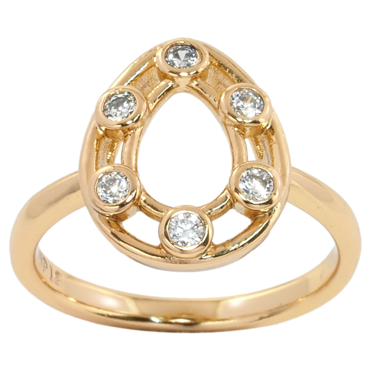 Кольцо Xuping Позолота 18K Капелька с вставками циркония фото №21