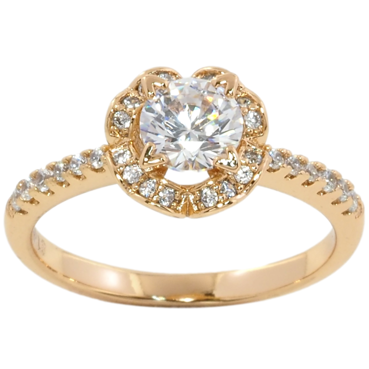 Кольцо Xuping Позолота 18K Фианит в оправе сердечки фото №4