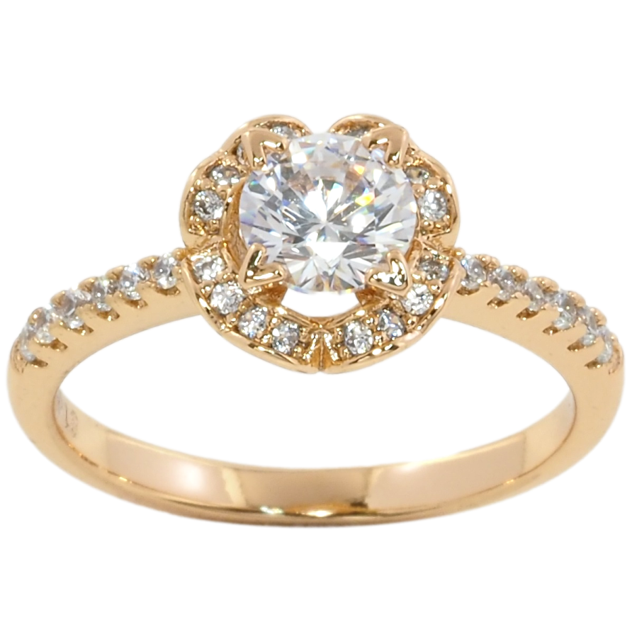 Кольцо Xuping Позолота 18K Фианит в оправе сердечки фото №1