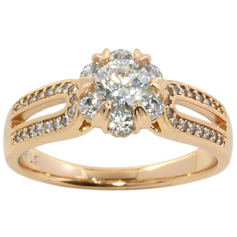 Каблучка Xuping Позолота 18K Кристальна квіточка фото №2