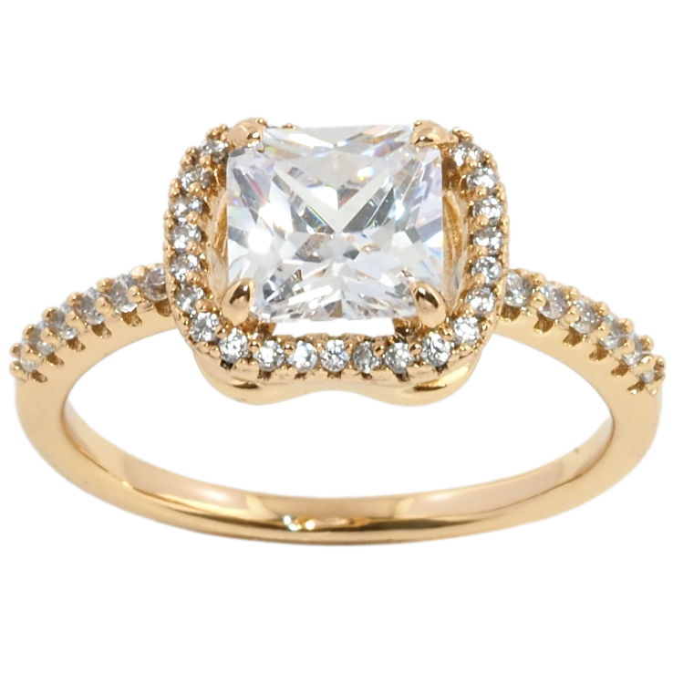 Кольцо Xuping Позолота 18K Фианит в обрамлении циркония фото №9