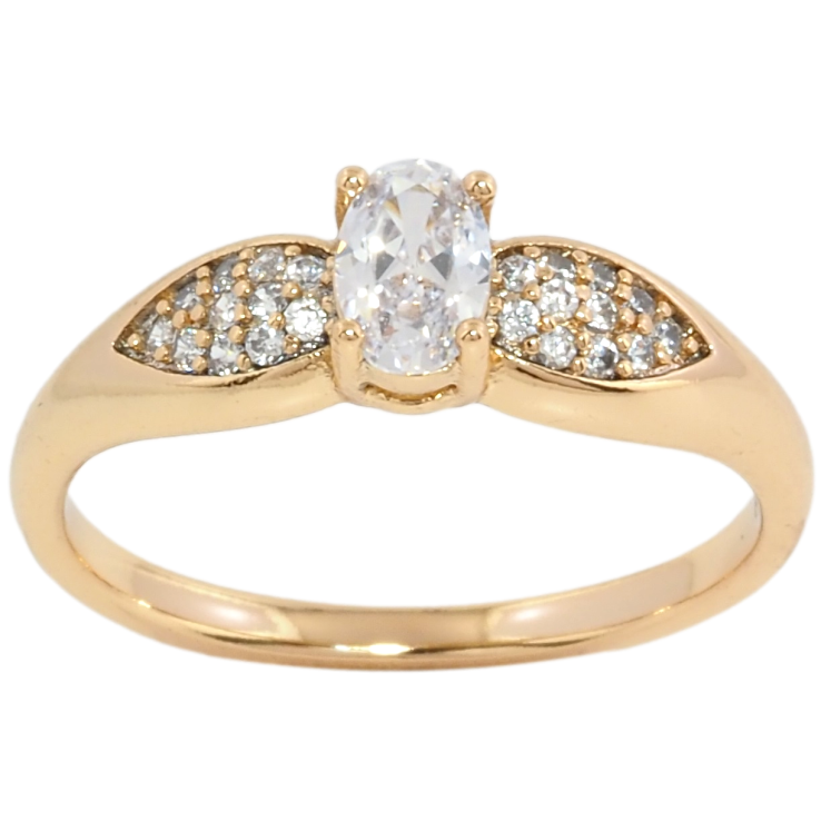 Кольцо Xuping Позолота 18K Фианит с лепестками фото №19