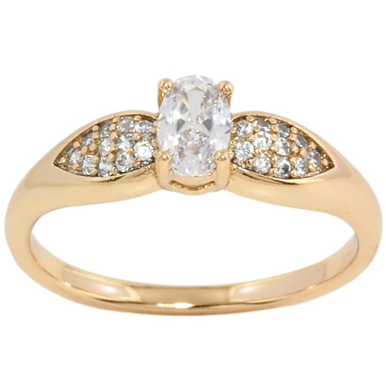 Каблучка Xuping Позолота 18K Фіаніт з пелюстками фото №1