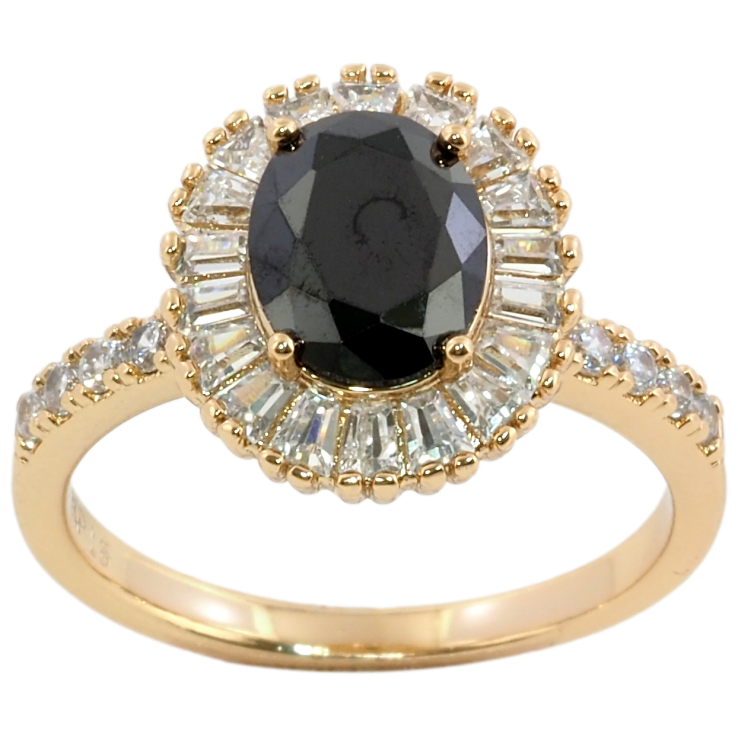 Кольцо Xuping Позолота 18K Черный фианит в обрамлении циркония фото №13