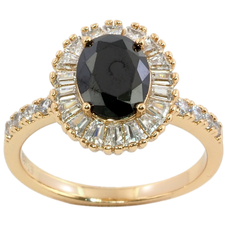 Кольцо Xuping Позолота 18K Черный фианит в обрамлении циркония фото №1