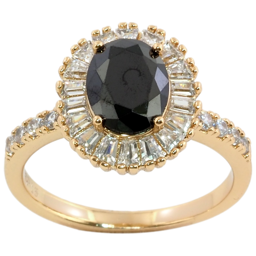 Кольцо Xuping Позолота 18K Черный фианит в обрамлении циркония фото №1