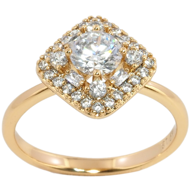 Кольцо Xuping Позолота 18K Ромб инкрустация цирконием фото №12