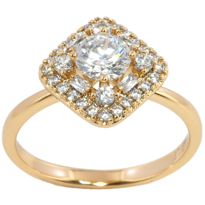 Каблучка Xuping Позолота 18K Ромб інкрустація цирконієм фото №14