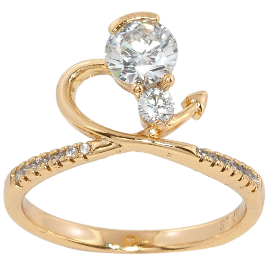 Кольцо Xuping Позолота 18K Сердце с фианитами фото №1