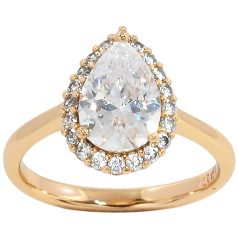 Каблучка Xuping Позолота 18K Кришталева крапелька фото №1