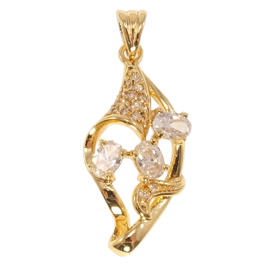 Кулон Fallon Позолота 18K Декоративный листик с кристаллами фото №1