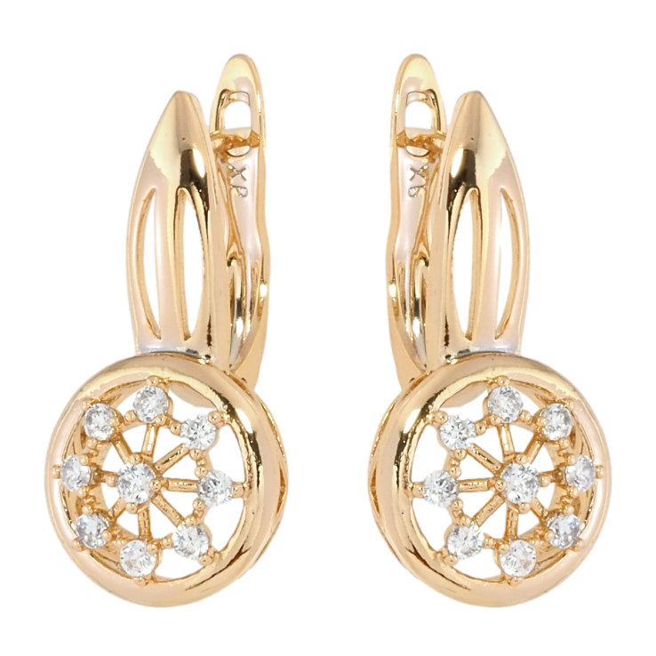 Серьги Xuping Позолота 18K английский замок Круги с узором цирконием фото №14
