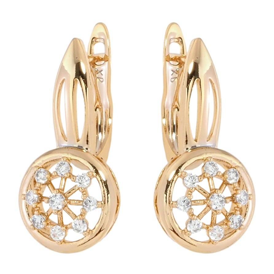 Серьги Xuping Позолота 18K английский замок Круги с узором цирконием фото №1