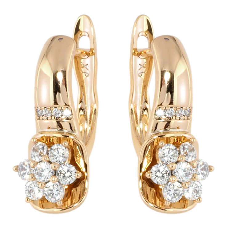 Серьги Xuping Позолота 18K английский замок Кристальные цветочки фото №15