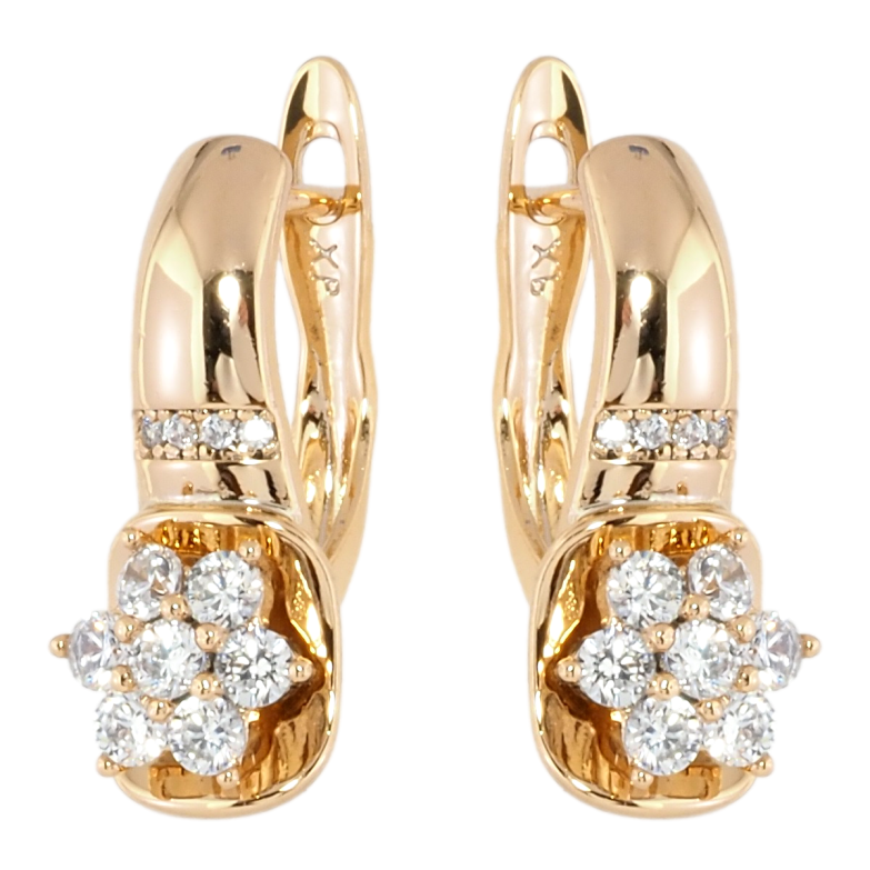 Сережки Xuping Позолота 18K англійський замок Кришталеві квіточки фото №1