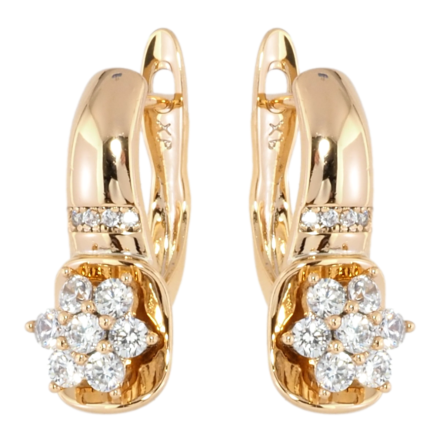 Серьги Xuping Позолота 18K английский замок Кристальные цветочки фото №1