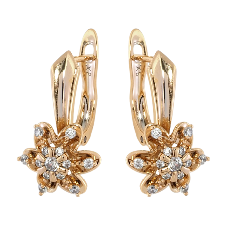 Серьги Xuping Позолота 18K английский замок Цветочки с цирконием фото №6