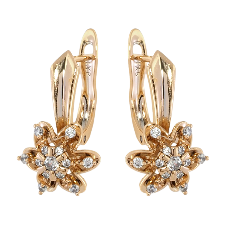 Серьги Xuping Позолота 18K английский замок Цветочки с цирконием фото №1
