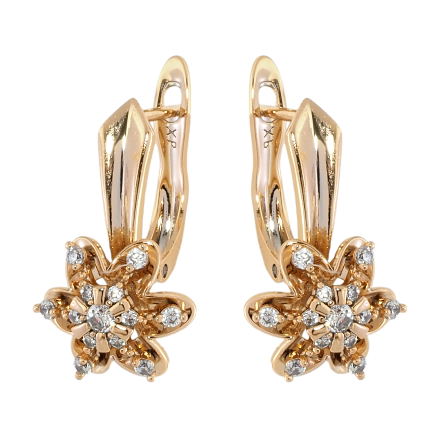 Серьги Xuping Позолота 18K английский замок Цветочки с цирконием фото №1