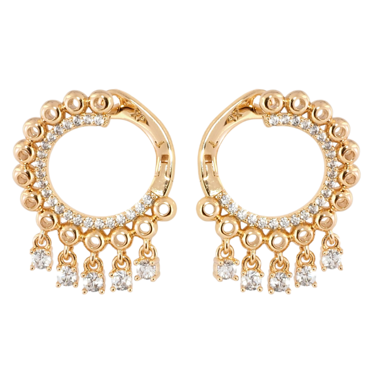 Серьги Xuping Позолота 18K английский замок Декоративные колечки с кристальными подвесками фото №11