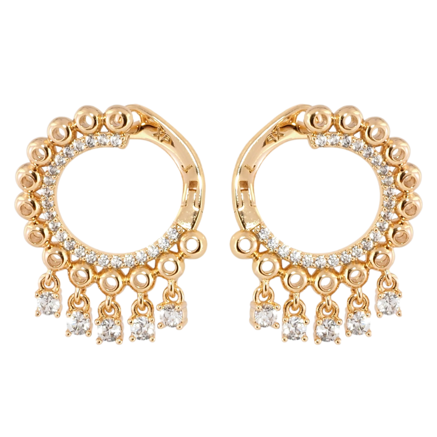 Сережки Xuping Позолота 18K англійський замок Декоративні кільця з кристальними підвісками фото №1