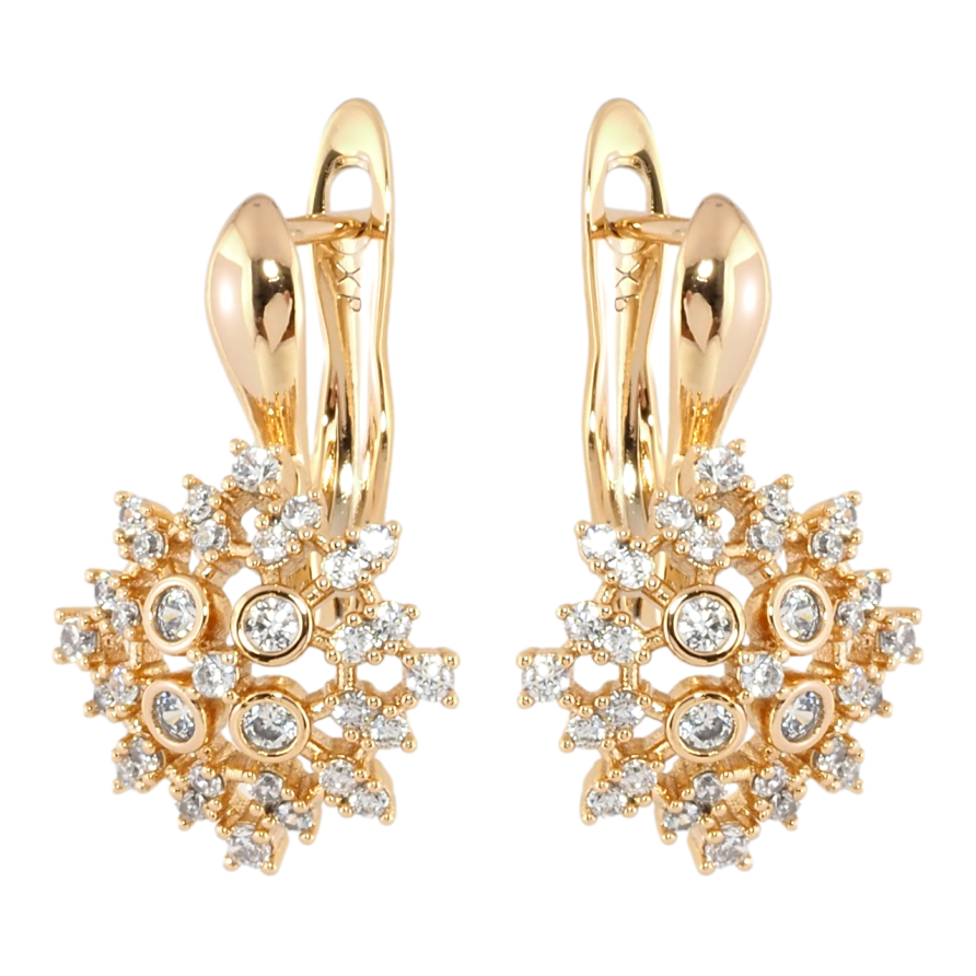 Сережки Xuping Позолота 18K англійський замок Інкрустація цирконієм фото №1