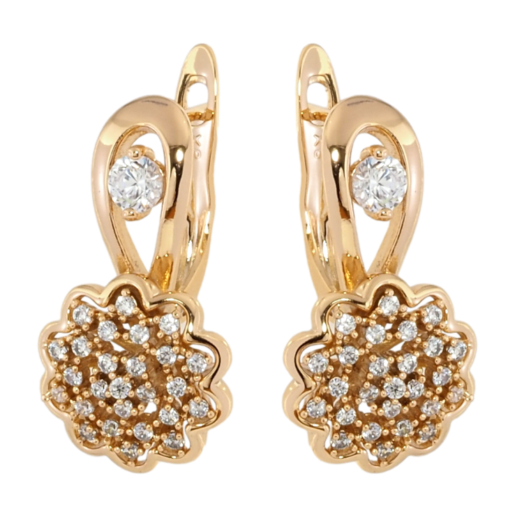 Серьги Xuping Позолота 18K английский замок Цветочки с инкрустацией цирконием фото №8