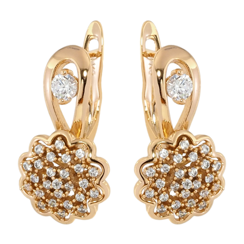 Серьги Xuping Позолота 18K английский замок Цветочки с инкрустацией цирконием фото №1