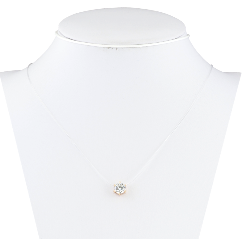 Кулон на силіконовій волосіні Xuping Позолота 18K Фіаніт, ø 6мм довжина 45-48см х 1мм фото №1 Кулон на силіконовій волосіні Xuping Позолота 18K Фіаніт, ø 6мм довжина 45-48см х 1мм фото №1