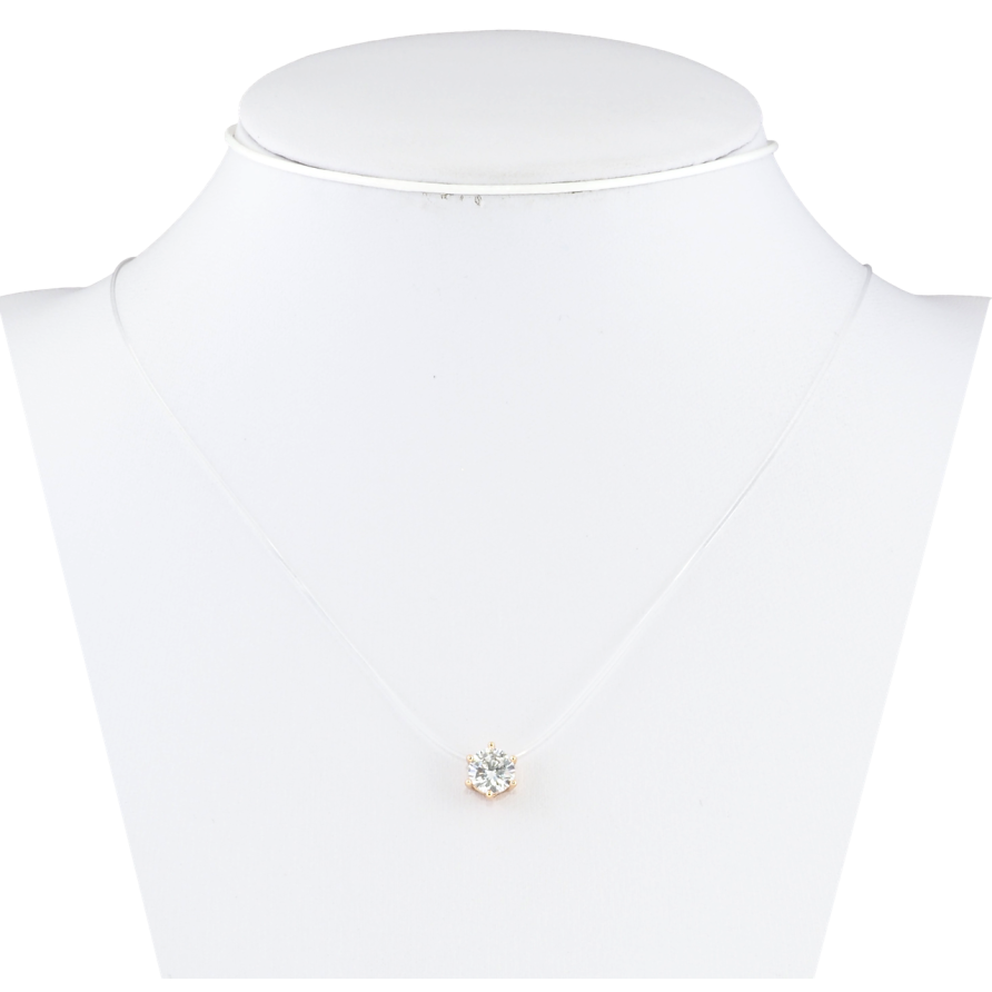 Кулон на силіконовій волосіні Xuping Позолота 18K Фіаніт, ø 6мм довжина 45-48см х 1мм фото №1 Кулон на силіконовій волосіні Xuping Позолота 18K Фіаніт, ø 6мм довжина 45-48см х 1мм фото №1