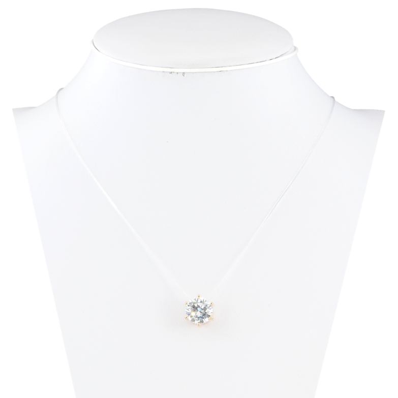 Кулон на силіконовій волосіні Xuping Позолота 18K Фіаніт, ø 9мм довжина 45-48см х 1мм фото №1 Кулон на силіконовій волосіні Xuping Позолота 18K Фіаніт, ø 9мм довжина 45-48см х 1мм фото №1