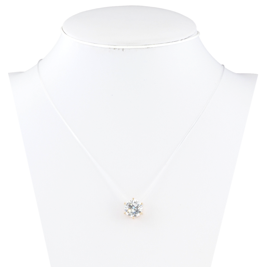 Кулон на силіконовій волосіні Xuping Позолота 18K Фіаніт, ø 9мм довжина 45-48см х 1мм фото №1 Кулон на силіконовій волосіні Xuping Позолота 18K Фіаніт, ø 9мм довжина 45-48см х 1мм фото №1