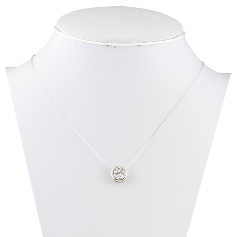 Підвіска на силіконовій волосіні Xuping Родій Фіаніт, ø 8мм довжина 45-48см х 1мм фото №1