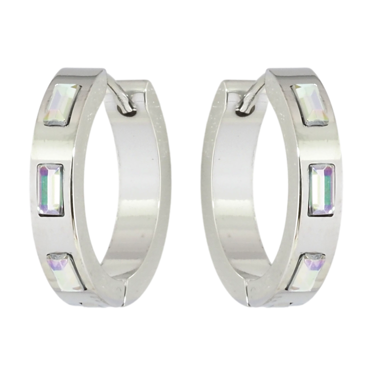 Серьги Xuping TTM Stainless Steel цвет Родий колечки Вставки радужные кристаллы фото №2