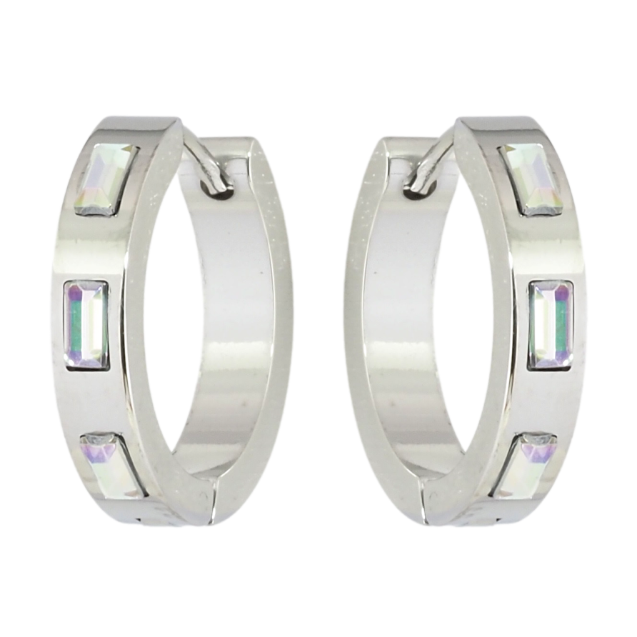 Серьги Xuping TTM Stainless Steel цвет Родий колечки Вставки радужные кристаллы фото №1