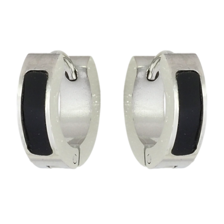 Серьги Xuping TTM Stainless Steel цвет Родий колечки Узор черные вставки фото №21