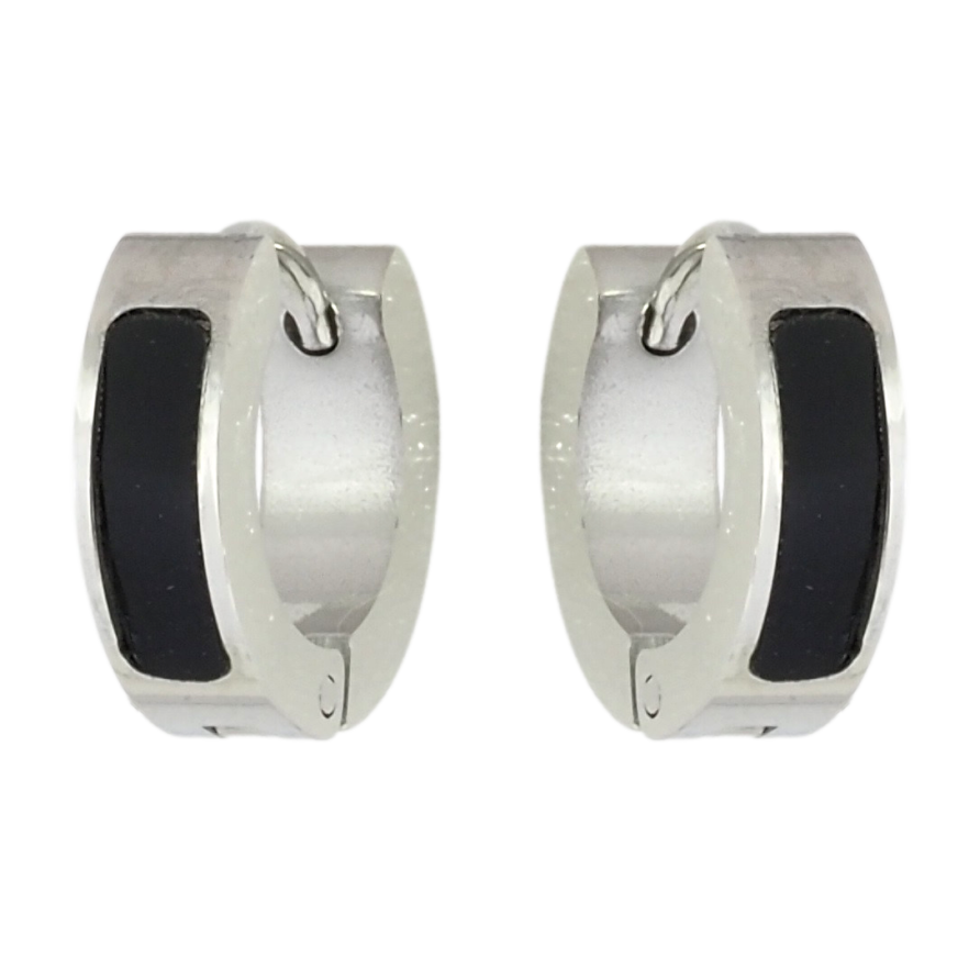 Серьги Xuping TTM Stainless Steel цвет Родий колечки Узор черные вставки фото №1