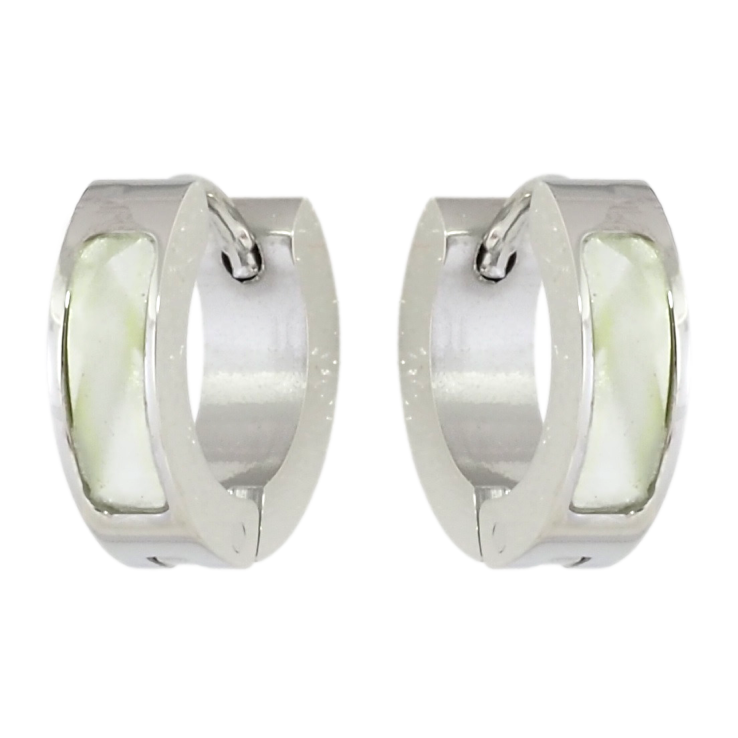 Серьги Xuping TTM Stainless Steel цвет Родий колечки Узор салатовые кристальные вставки фото №22