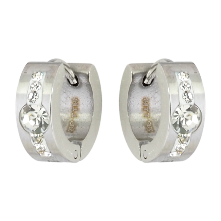 Серьги Xuping TTM Stainless Steel цвет Родий колечки Дорожки циркония фото №25