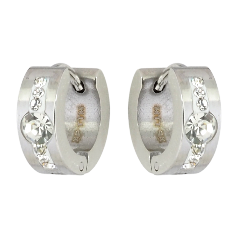 Серьги Xuping TTM Stainless Steel цвет Родий колечки Дорожки циркония фото №1