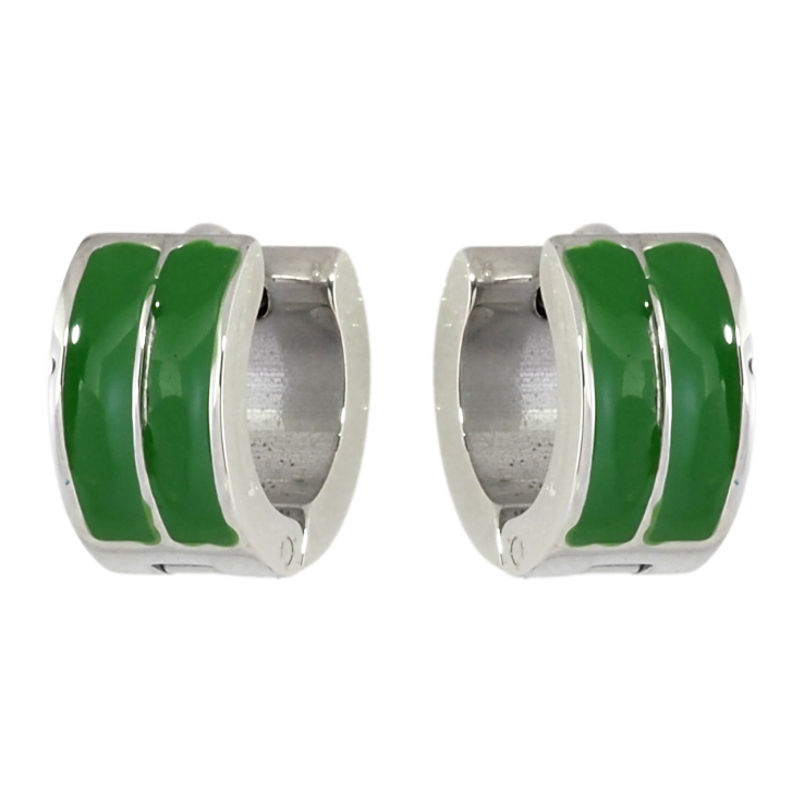 Серьги Xuping TTM Stainless Steel цвет Родий колечки Узор зеленой эмалью фото №23