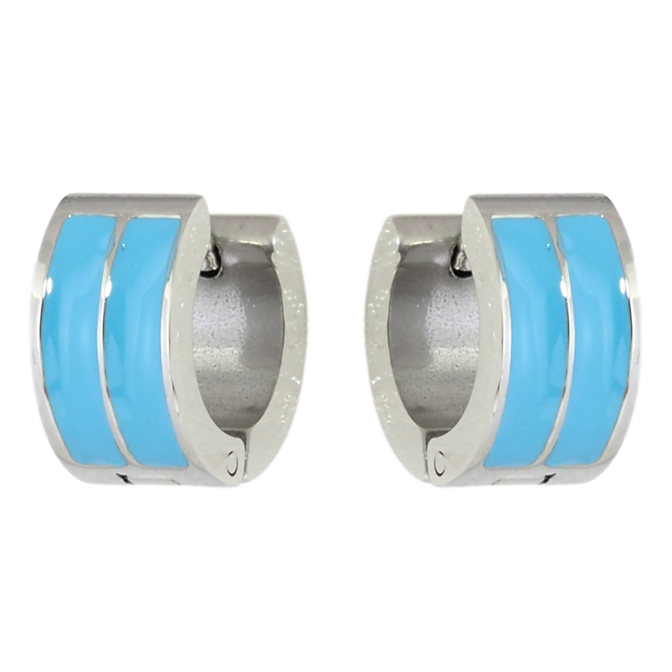 Серьги Xuping TTM Stainless Steel цвет Родий колечки Узор голубой эмалью фото №24