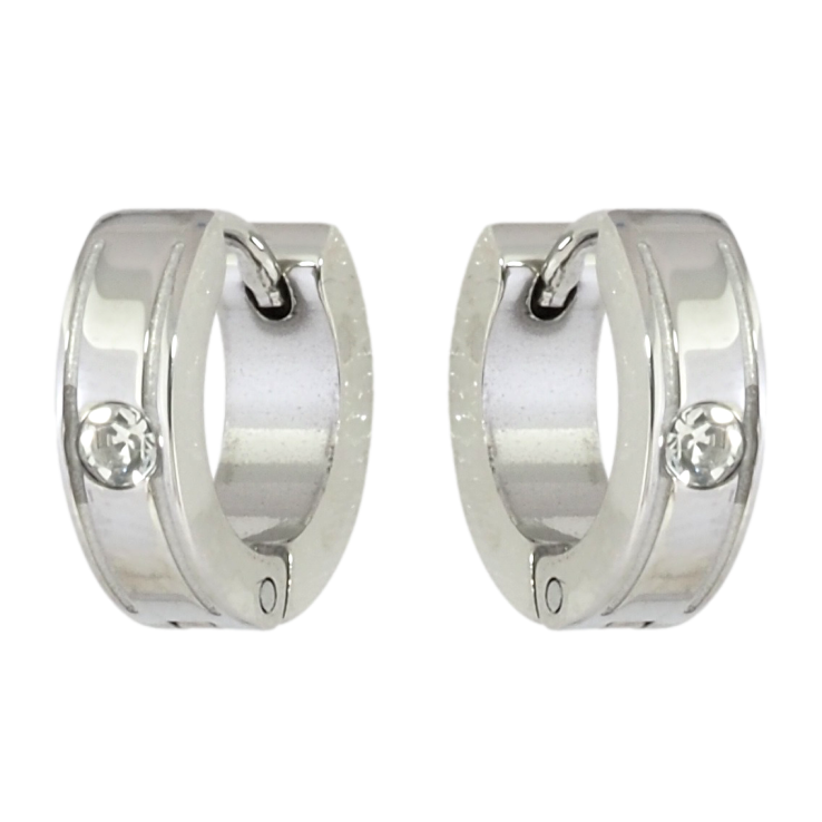 Сережки Xuping TTM Stainless Steel колір Родій колечка Візерунок із вставкою цирконієм фото №4