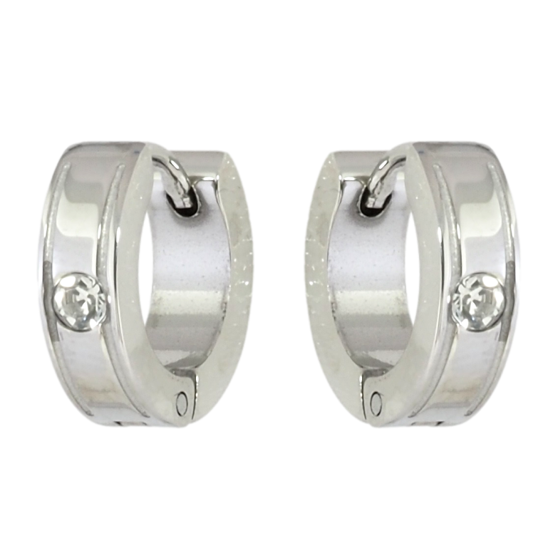 Сережки Xuping TTM Stainless Steel колір Родій колечка Візерунок із вставкою цирконієм фото №16