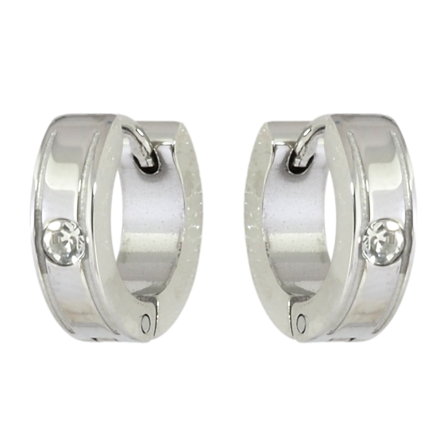 Сережки Xuping TTM Stainless Steel колір Родій колечка Візерунок із вставкою цирконієм фото №1