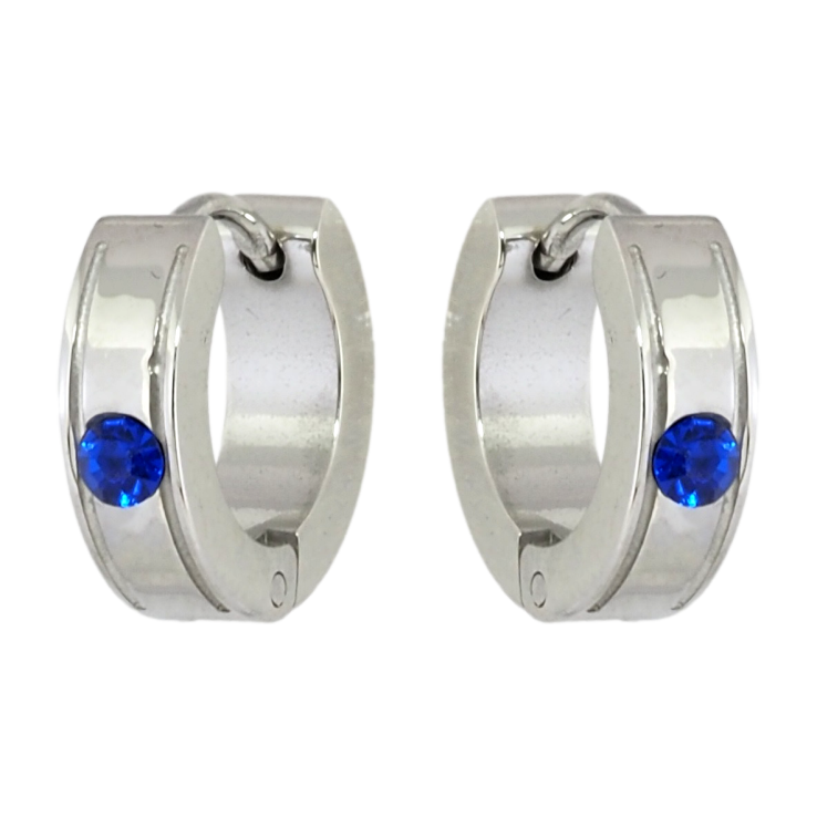 Серьги Xuping TTM Stainless Steel цвет Родий колечки Узор с вставкой синий цирконий фото №24