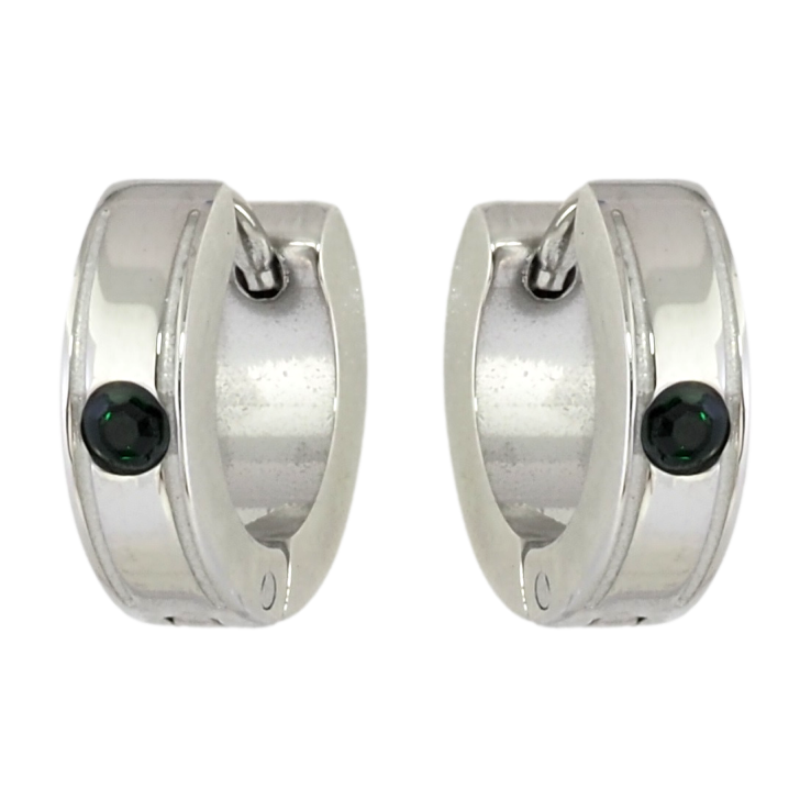 Серьги Xuping TTM Stainless Steel цвет Родий колечки Узор с вставкой зеленый цирконий фото №22