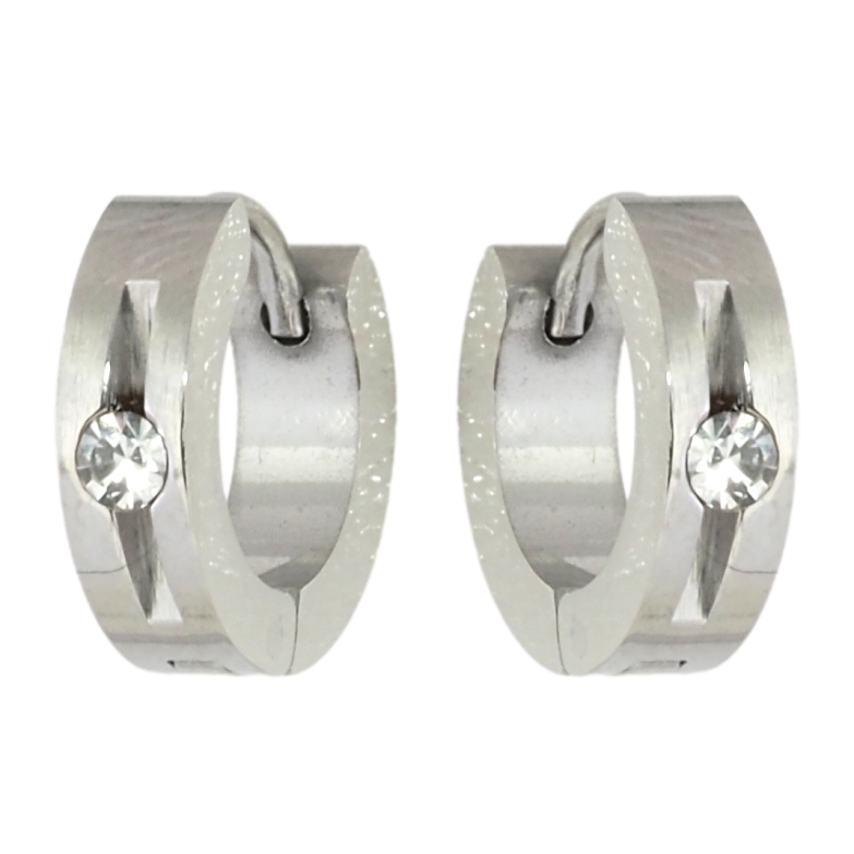 Серьги Xuping TTM Stainless Steel цвет Родий колечки Узор с вставкой цирконий фото №1