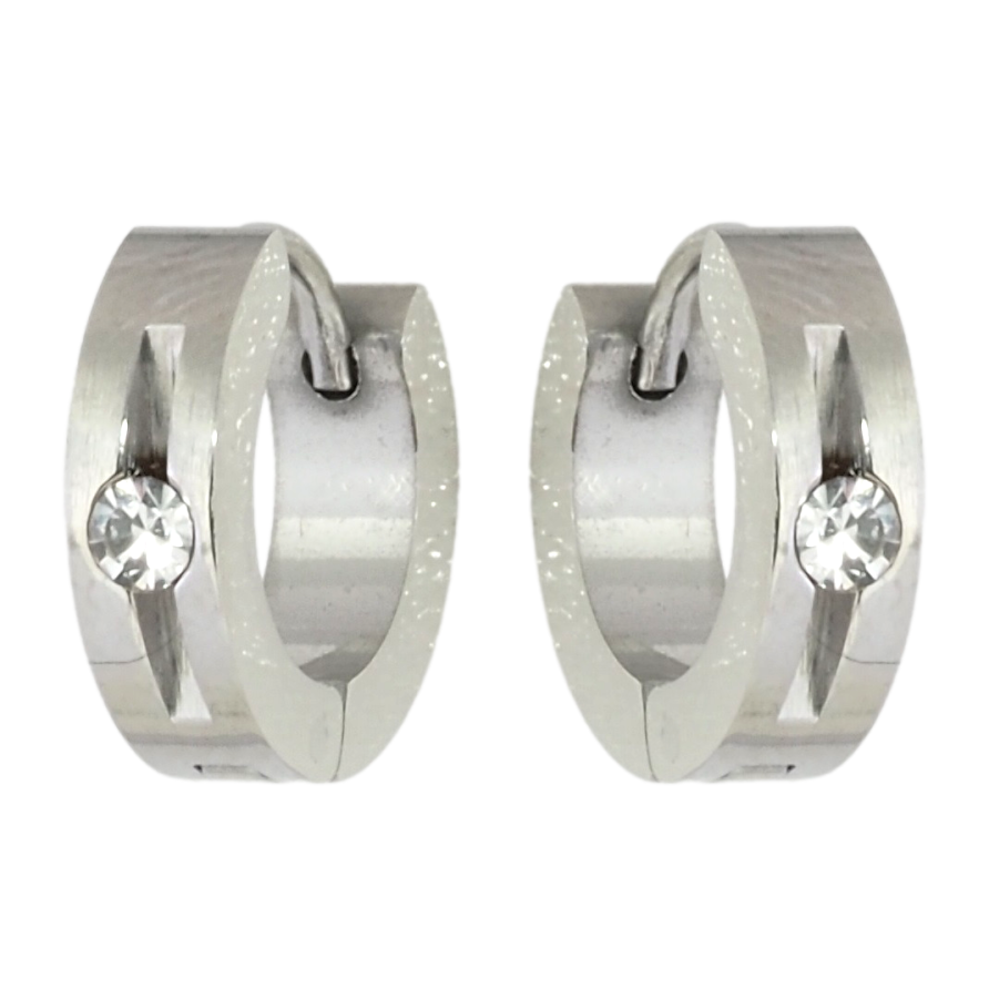 Серьги Xuping TTM Stainless Steel цвет Родий колечки Узор с вставкой цирконий фото №1