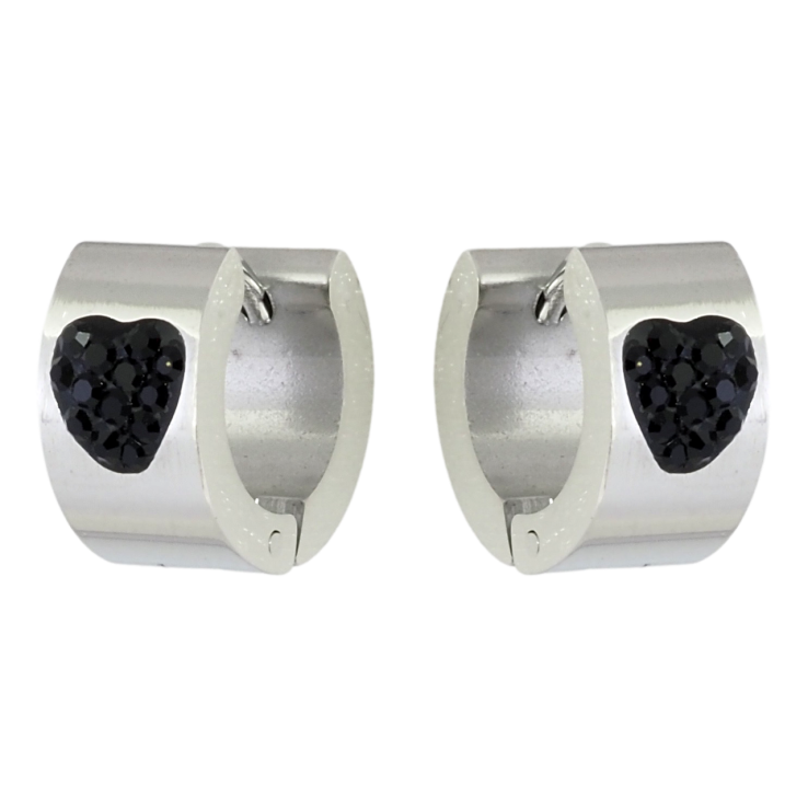 Серьги Xuping TTM Stainless Steel цвет Родий колечки Узор сердечки из черного циркония фото №21
